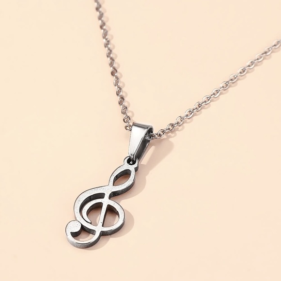 **CHANTRIA* Silver Music Note Simple Fashion Necklace - Picture 1 of 2